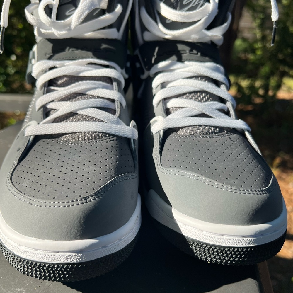 Gray and White High-Top Sneakers - Picture 8 of 10